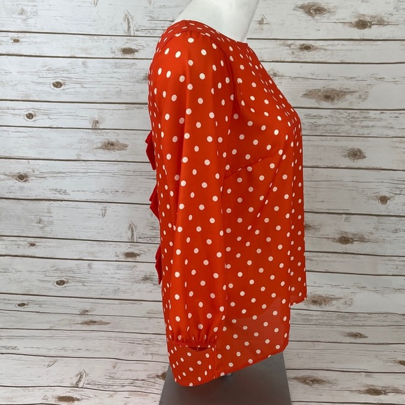 New York & Company Orange Polkadot Bow Back Top - Picture 9 of 11